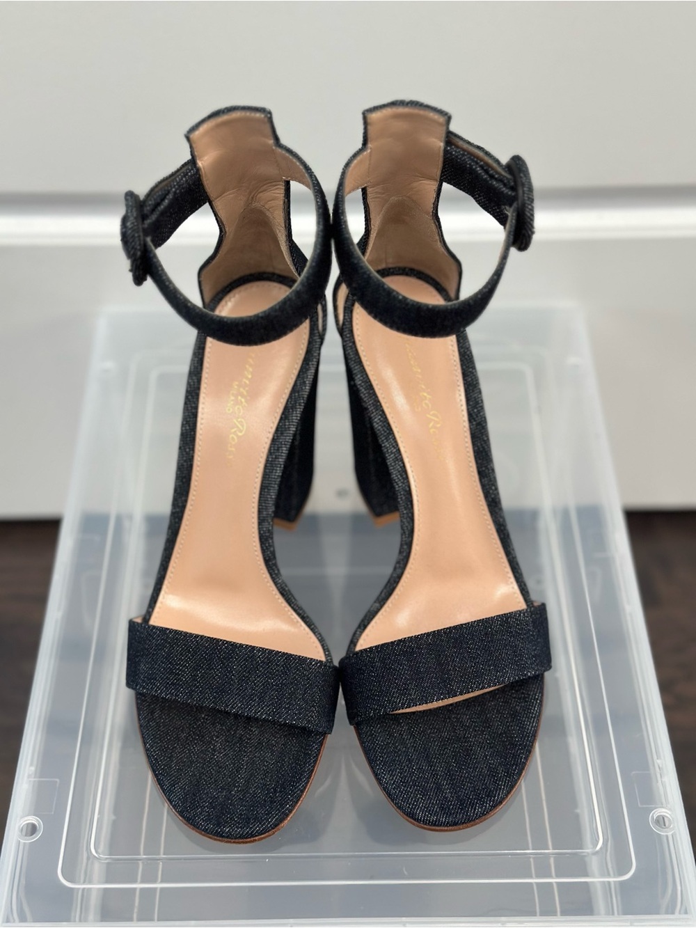 Brand New Gianvito Rossi Denim Ankle-Strap Sandals Size 6